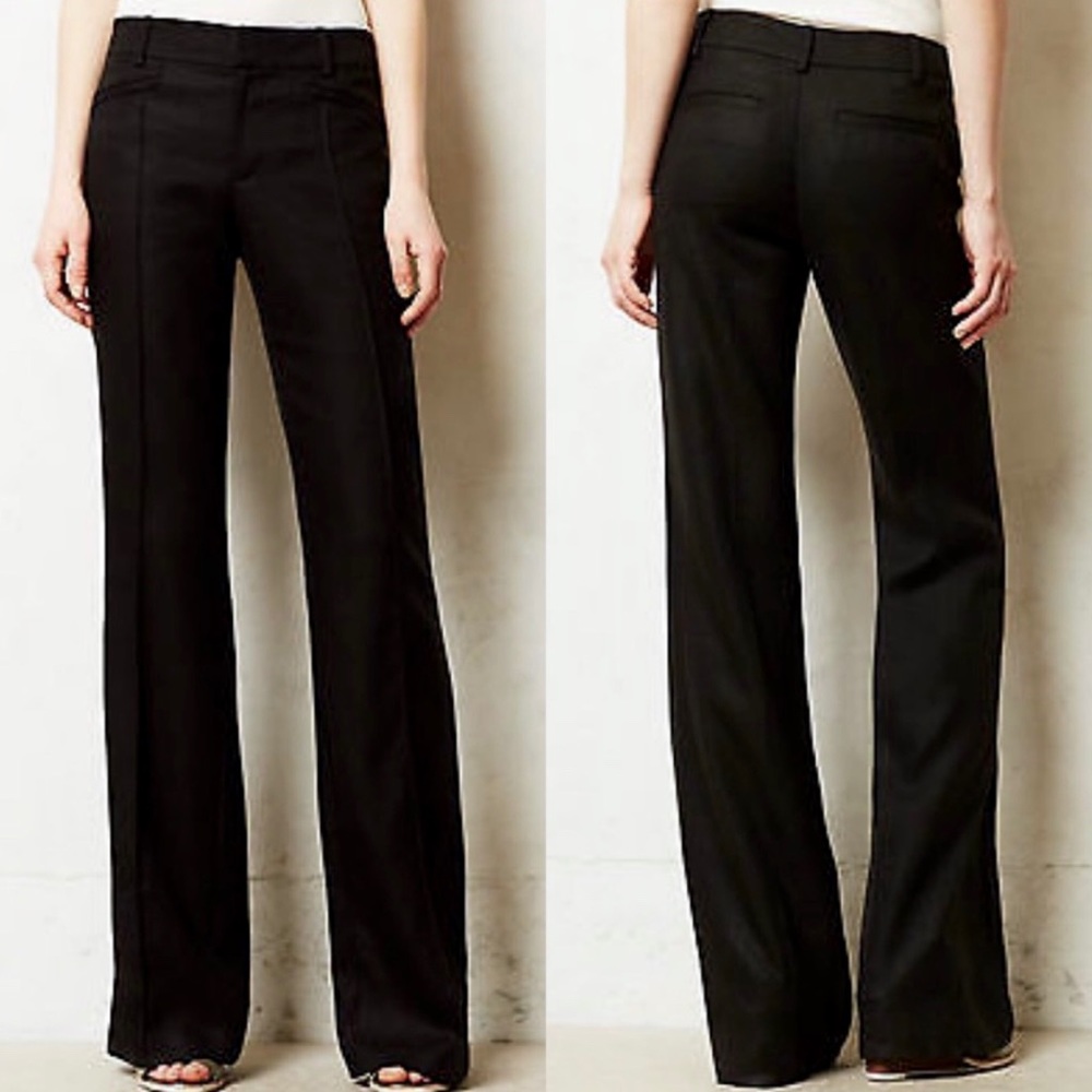 SOLD-Anthropologie Black Bootcut Trouser Pants - Picture 3 of 11